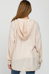 Cream Soft Knit Hooded Maternity Cardigan