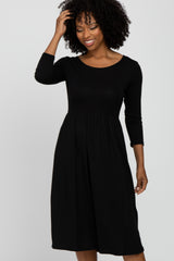 Black Babydoll Midi Dress