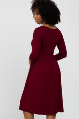 Burgundy Babydoll Midi Dress