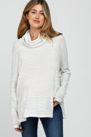 Ivory Waffle Knit Cowl Neck Maternity Top