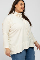 Cream Cowl Neck Contrast Plus Dolman Sleeve Top