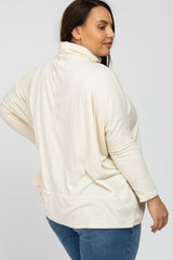 Cream Cowl Neck Contrast Plus Dolman Sleeve Top