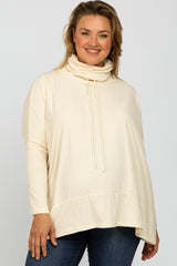 Cream Cowl Neck Contrast Maternity Plus Dolman Sleeve Top