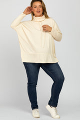 Cream Cowl Neck Contrast Maternity Plus Dolman Sleeve Top