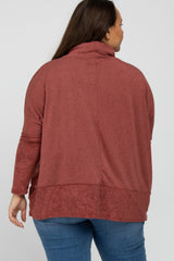 Burgundy Cowl Neck Contrast Plus Dolman Sleeve Top