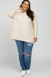 Cream Pocketed Dolman Sleeve Plus Top