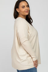 Cream Pocketed Dolman Sleeve Plus Top