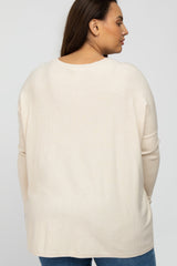 Cream Pocketed Dolman Sleeve Plus Top