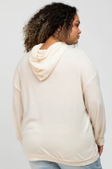 Cream Brushed Ribbed Maternity Plus Hooded Top