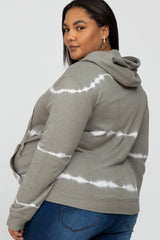 Grey Tie Dye Maternity Plus Hoodie