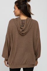 Mocha Brushed Ribbed Maternity Hooded Top