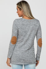 Heather Grey Elbow Patch Maternity Top