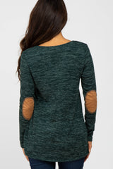 Forest Green Heather Elbow Patch Top