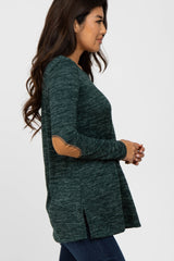 Forest Green Heather Elbow Patch Top