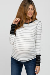 Black Striped Long Sleeve Maternity Top