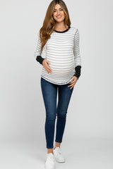 Black Striped Long Sleeve Maternity Top