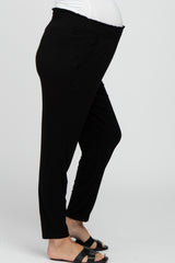 Black Ruffle Waist Maternity Pants