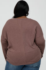 Rust Ribbed Twist Front Plus Top