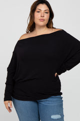 Black Off Shoulder Dolman Plus Top