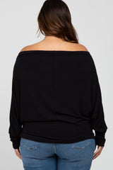 Black Off Shoulder Dolman Plus Top