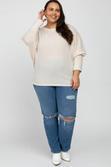 Beige Brushed Waffle Knit Dolman Plus Top