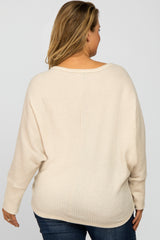 Beige Brushed Waffle Knit Dolman Maternity Plus Top