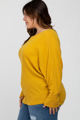 Yellow Brushed Waffle Knit Dolman Plus Top