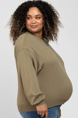 Olive Soft Pullover Maternity Plus Sweatshirt