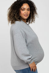 Heather Grey Soft Pullover Maternity Plus Sweatshirt