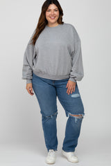 Heather Grey Soft Pullover Plus Sweatshirt