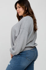 Heather Grey Soft Pullover Plus Sweatshirt