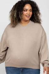 Light Mocha Soft Pullover Maternity Plus Sweatshirt