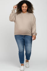 Light Mocha Soft Pullover Maternity Plus Sweatshirt