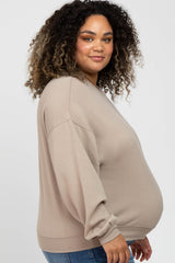 Light Mocha Soft Pullover Maternity Plus Sweatshirt