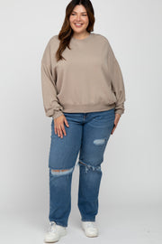 Light Mocha Soft Pullover Plus Sweatshirt