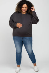 Charcoal Soft Pullover Maternity Plus Sweatshirt