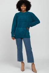 Teal Chenille Knit Sweater