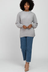 Heather Grey Chenille Knit Sweater