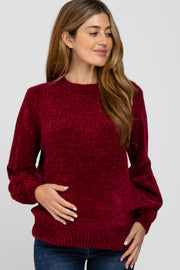 Burgundy Chenille Knit Maternity Sweater