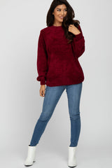 Burgundy Chenille Knit Sweater