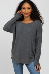 Charcoal Cutout Back Long Sleeve Maternity Top