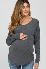 Charcoal Cutout Back Long Sleeve Maternity Top