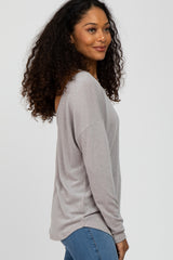 Taupe Cutout Back Long Sleeve Top