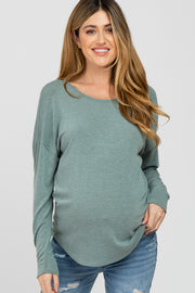 Sage Cutout Back Long Sleeve Maternity Top