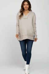 Beige Chenille Knit Long Sleeve Maternity Top