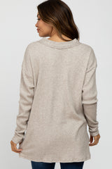 Beige Chenille Knit Long Sleeve Maternity Top