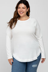 White Soft Knit Layered Round Hem Maternity Plus Top