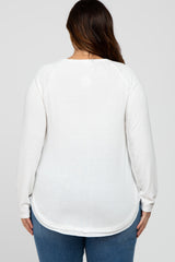 White Soft Knit Layered Round Hem Plus Top