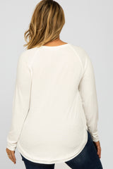 White Soft Knit Layered Round Hem Maternity Plus Top