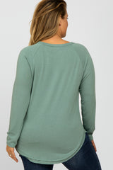 Teal Soft Knit Layered Round Hem Maternity Plus Top